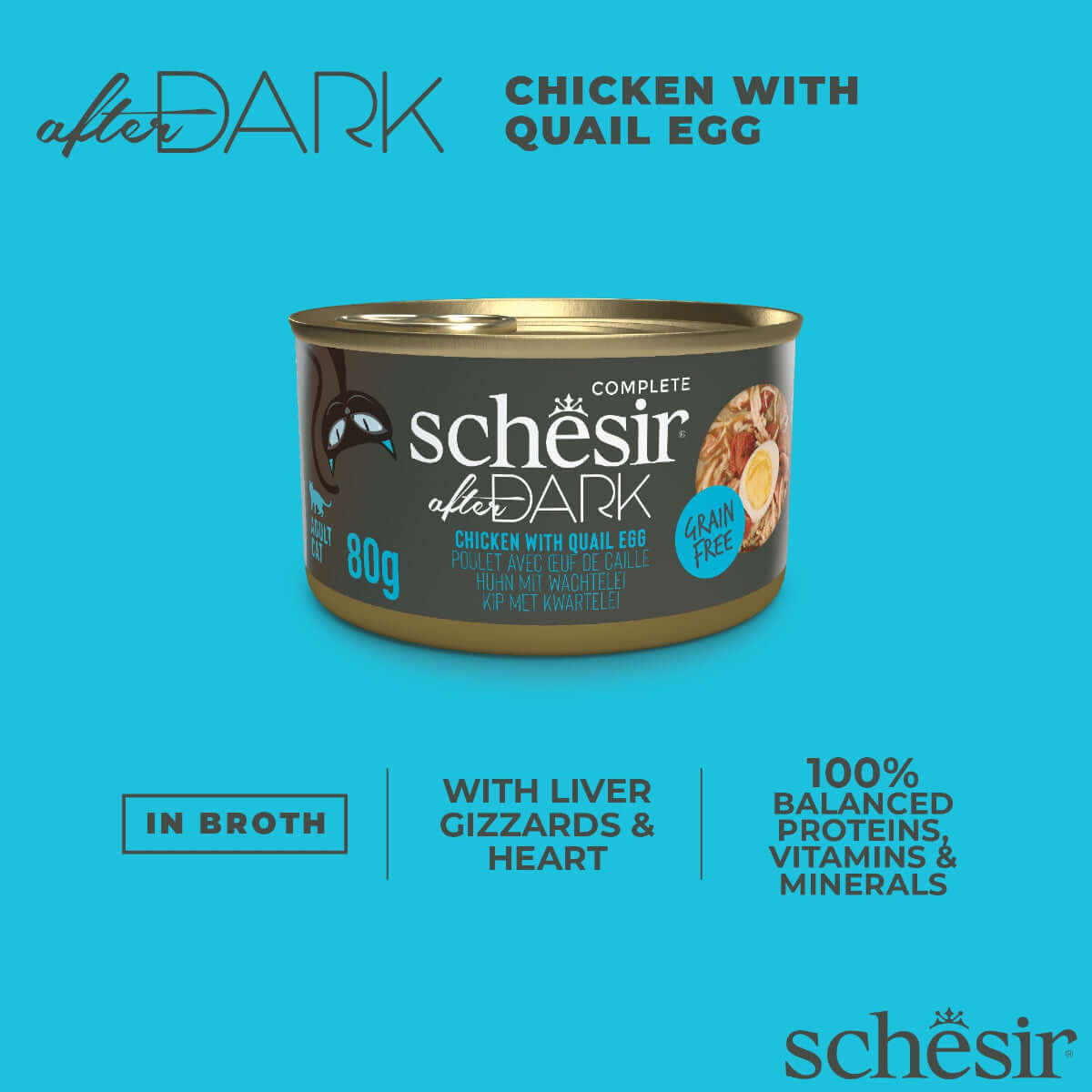 Schesir After Dark Chicken with Quail Egg Canned Cat Food - Grain-Free Wholefood for Singapore Cats