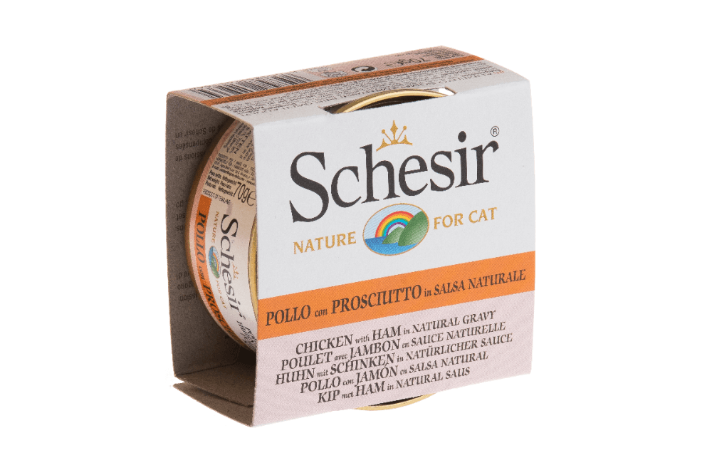 Schesir Chicken and Ham in Natural Gravy Canned Cat Food - Premium Wet Food for Singapore Cats
