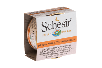 Schesir Chicken and Ham in Natural Gravy Canned Cat Food - Premium Wet Food for Singapore Cats