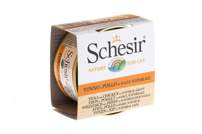 Schesir Tuna and Chicken in Natural Gravy Canned Cat Food - Premium Wet Food for Singapore Cats