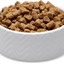 White bowl filled with soulmate roar roar roar seafood recipe brown dog food on a white background