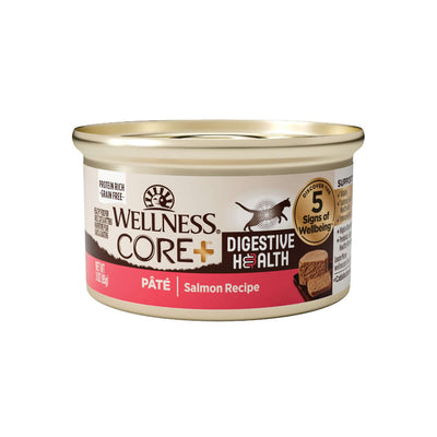 Wellness Core+ Digestive Health Salmon Pate; premium nutrition for cats; 3oz grain-free wet food.