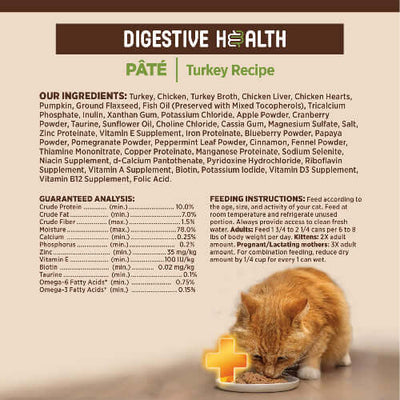 Wellness Core+ Turkey Pate wet cat food ingredients and feeding instructions for digestive health