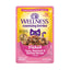 Wellness Appetizing Entrees Flaked Tuna, Mackerel & Shrimp Recipe Wet Cat Food, 1.4oz pack with savory broth.
